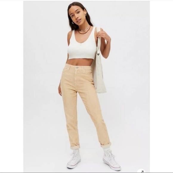 BDG Pants - BDG Color Corduroy High-Waisted Mom Pant Tan